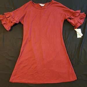 Women's Ruffled Sleeve Top - Burgundy